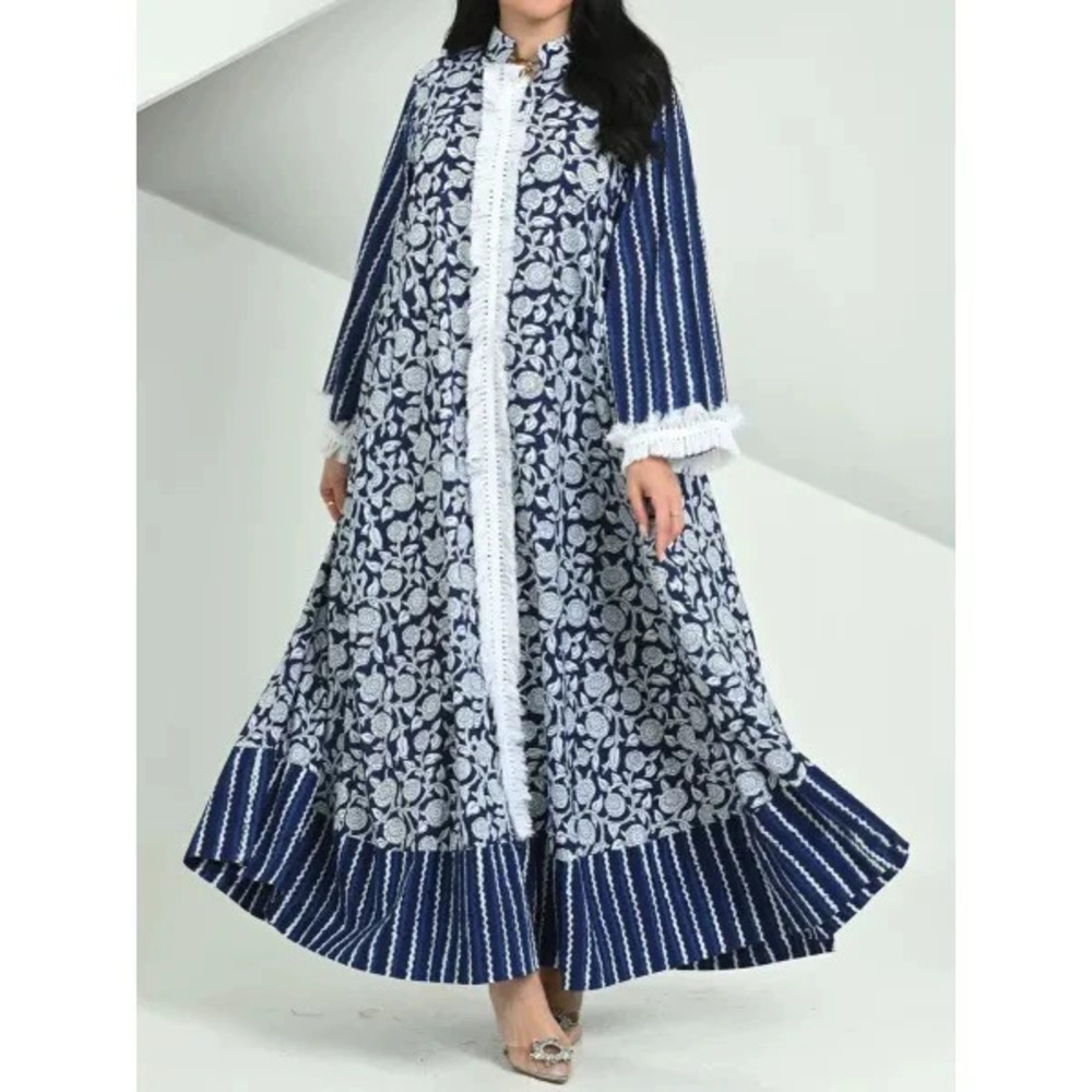 ZARA Spring Casual Plus Size Fashion Tassel Patchwork Loose Classic Dress